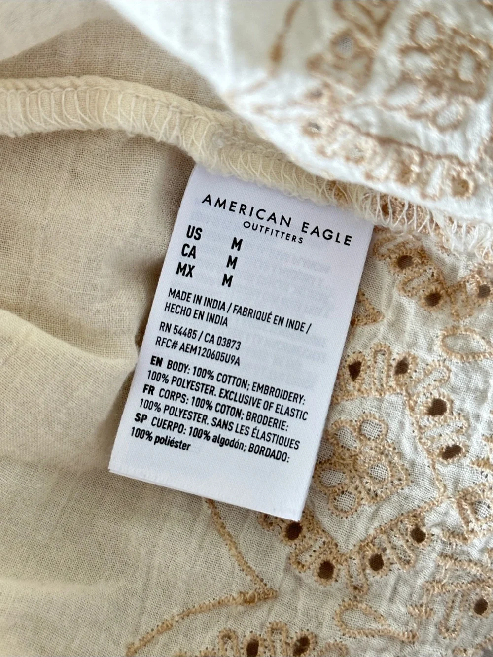 Cream Smocked Square-Neck Lace Peplum Peasant Top Puff Sleeve Boho Cottagecore - Picture 5 of 9